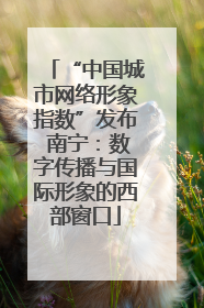 “中国城市网络形象指数”发布 南宁：数字传播与国际形象的西部窗口