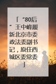 “80后”王中峰履新北京市委政法委副书记，原任西城区委常委