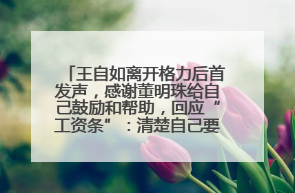 王自如离开格力后首发声，感谢董明珠给自己鼓励和帮助，回应“工资条”：清楚自己要什么，工资条不重要