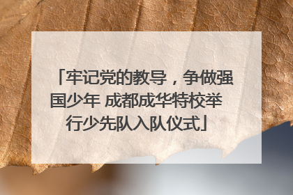 牢记党的教导，争做强国少年 成都成华特校举行少先队入队仪式
