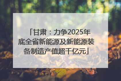 甘肃：力争2025年底全省新能源及新能源装备制造产值超千亿元