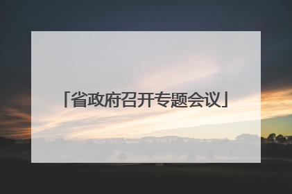 省政府召开专题会议