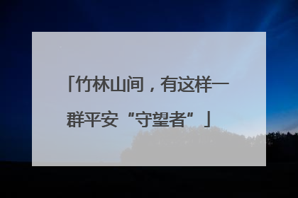 竹林山间，有这样一群平安“守望者”