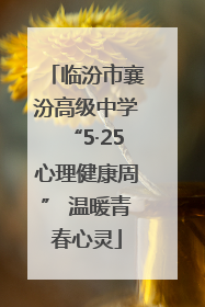 临汾市襄汾高级中学“5·25心理健康周” 温暖青春心灵