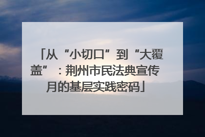 从“小切口”到“大覆盖”：荆州市民法典宣传月的基层实践密码