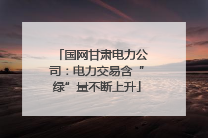 国网甘肃电力公司：电力交易含“绿”量不断上升