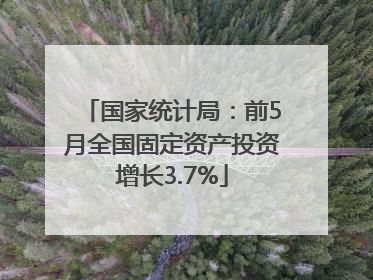 国家统计局：前5月全国固定资产投资增长3.7%