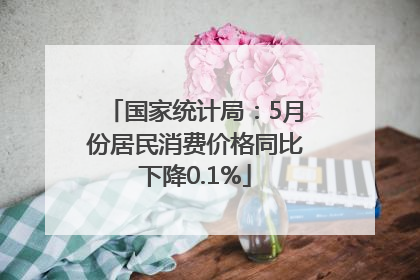 国家统计局：5月份居民消费价格同比下降0.1%