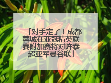 对手定了！成都蓉城在亚冠精英联赛附加赛将对阵泰超亚军曼谷联
