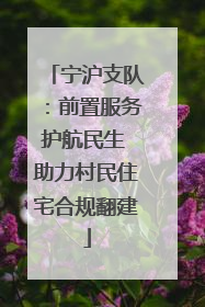 宁沪支队：前置服务护航民生 助力村民住宅合规翻建