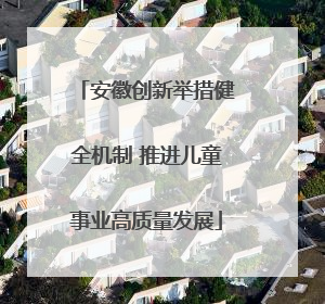 安徽创新举措健全机制 推进儿童事业高质量发展