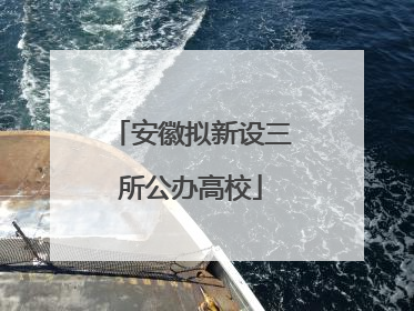 安徽拟新设三所公办高校
