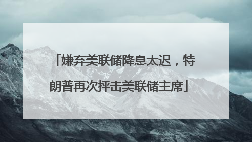 嫌弃美联储降息太迟，特朗普再次抨击美联储主席