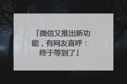 微信又推出新功能，有网友直呼：终于等到了
