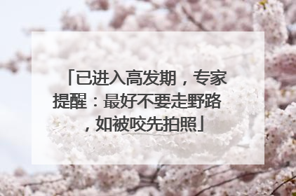 已进入高发期，专家提醒：最好不要走野路，如被咬先拍照