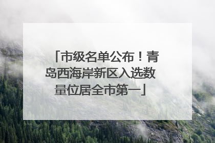 市级名单公布！青岛西海岸新区入选数量位居全市第一