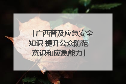 广西普及应急安全知识 提升公众防范意识和应急能力
