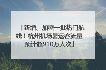 新增、加密一批热门航线！杭州机场暑运客流量预计超910万人次