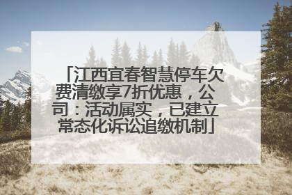 江西宜春智慧停车欠费清缴享7折优惠，公司：活动属实，已建立常态化诉讼追缴机制
