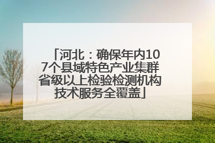 河北：确保年内107个县域特色产业集群省级以上检验检测机构技术服务全覆盖