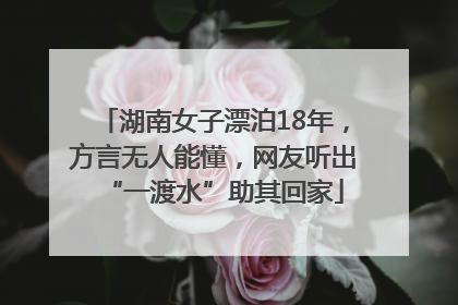 湖南女子漂泊18年，方言无人能懂，网友听出“一渡水”助其回家