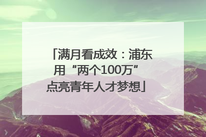 满月看成效：浦东用“两个100万”点亮青年人才梦想