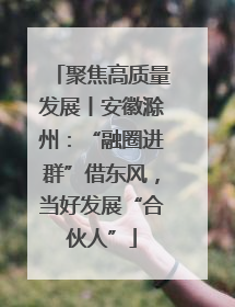 聚焦高质量发展丨安徽滁州：“融圈进群”借东风，当好发展“合伙人”
