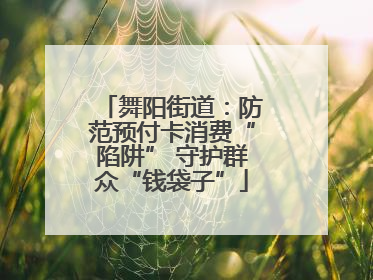 舞阳街道：防范预付卡消费“陷阱” 守护群众“钱袋子”
