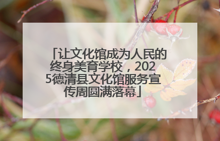 让文化馆成为人民的终身美育学校，2025德清县文化馆服务宣传周圆满落幕