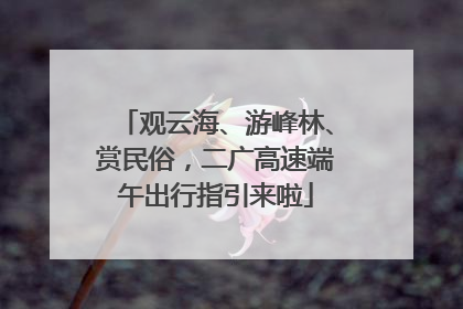 观云海、游峰林、赏民俗，二广高速端午出行指引来啦