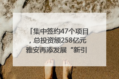 集中签约47个项目，总投资额258亿元 雅安再添发展“新引擎”｜数读西投