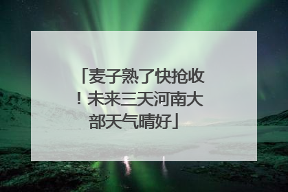 麦子熟了快抢收！未来三天河南大部天气晴好