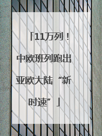 11万列！中欧班列跑出亚欧大陆“新时速”